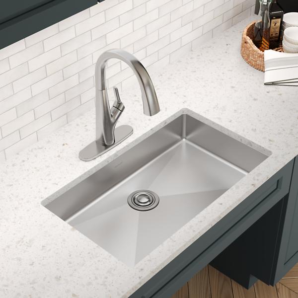 Elkay ECTRUAD301755 Crosstown® 18 Gauge Stainless Steel 31-1/2" x 18-1/2" x 5-1/2" Single Bowl Undermount Sink