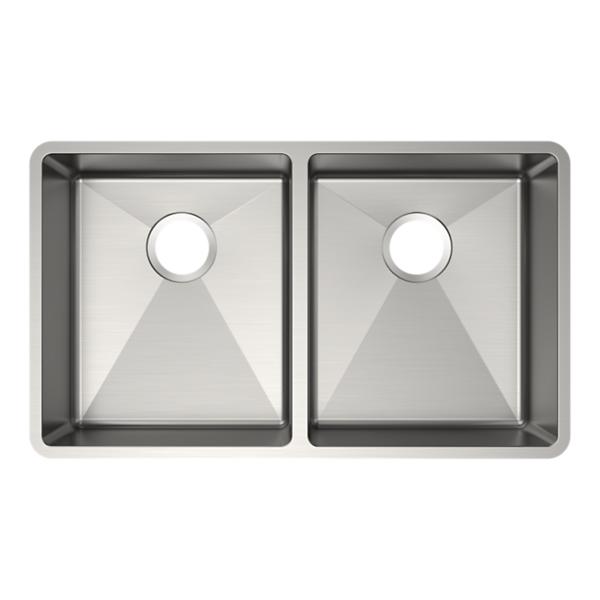 Elkay ECTRUAD311755 Crosstown® 18 Gauge Stainless Steel 31-1/2" x 18-1/2" x 5-1/2" Double Bowl Undermount Sink