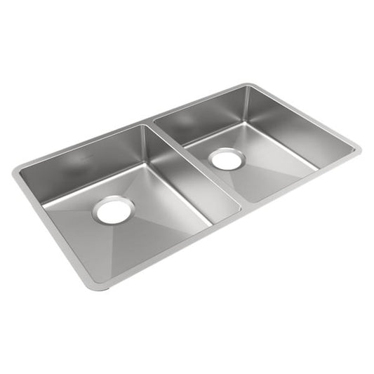 Elkay ECTRUAD311755 Crosstown® 18 Gauge Stainless Steel 31-1/2" x 18-1/2" x 5-1/2" Double Bowl Undermount Sink