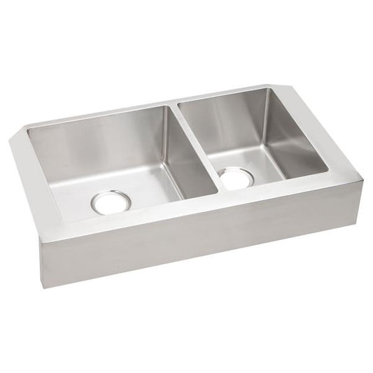 Elkay ECTRUF32179R Crosstown® 18 Gauge Stainless Steel 35-7/8" x 20-1/4" x 9" 60/40 Double Bowl Farmhouse Sink