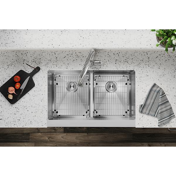 Elkay ECTRUFA32179C Crosstown® 18 Gauge Stainless Steel 35-7/8" x 20-1/4" x 9" Equal Double Bowl Farmhouse Sink Kit with Aqua Divide