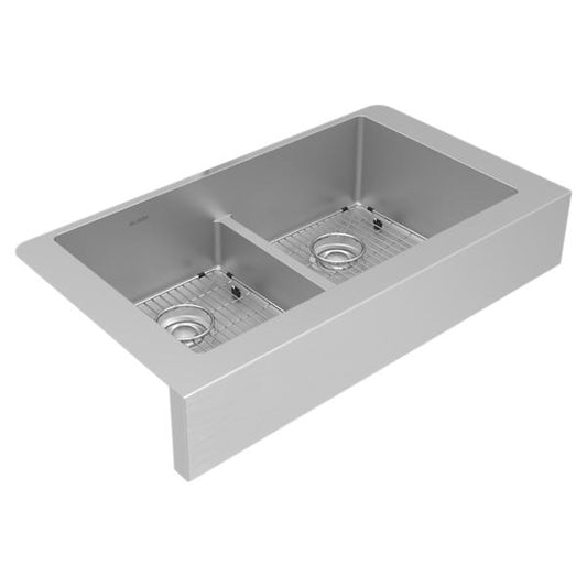 Elkay ECTRUFA32179C Crosstown® 18 Gauge Stainless Steel 35-7/8" x 20-1/4" x 9" Equal Double Bowl Farmhouse Sink Kit with Aqua Divide