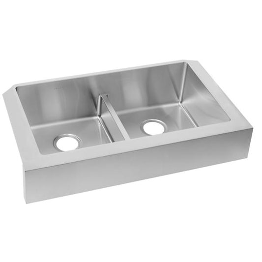 Elkay ECTRUFA32179 Crosstown® 18 Gauge Stainless Steel 35-7/8" x 20-1/4" x 9" Equal Double Bowl Farmhouse Sink with Aqua Divide