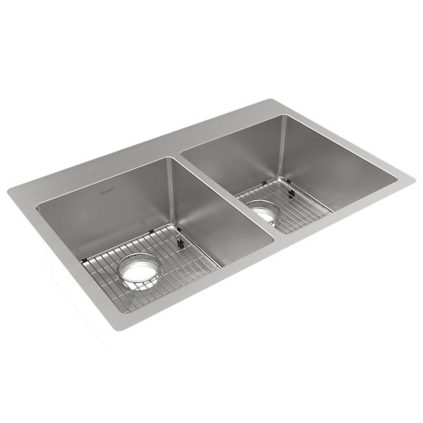 Elkay ECTSR33229TBG Crosstown 18 Gauge Stainless Steel 33" x 22" x 9" Equal Double Bowl Dual Mount Sink Kit