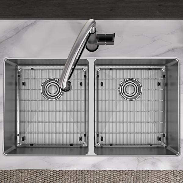 Elkay ECTSR33229TBG Crosstown 18 Gauge Stainless Steel 33" x 22" x 9" Equal Double Bowl Dual Mount Sink Kit