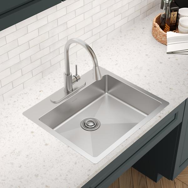 Elkay ECTSRAD252260 Crosstown® 18 Gauge Stainless Steel 25" x 22" x 6" Single Bowl Dual Mount ADA Sink