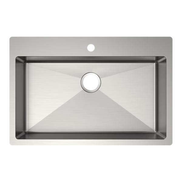 Elkay ECTSRSAD3322601 Crosstown® 18 Gauge Stainless Steel 33" x 22" x 6" 1-Hole Single Bowl Dual Mount ADA Sink