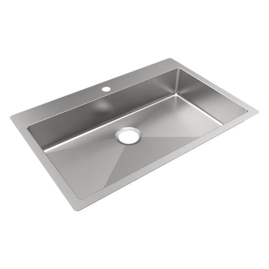 Elkay ECTSRSAD3322601 Crosstown® 18 Gauge Stainless Steel 33" x 22" x 6" 1-Hole Single Bowl Dual Mount ADA Sink