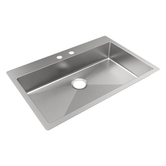 Elkay ECTSRSAD3322602 Crosstown® 18 Gauge Stainless Steel 33" x 22" x 6" 2-Hole Single Bowl Dual Mount ADA Sink