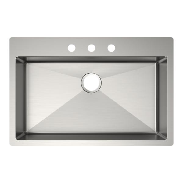 Elkay ECTSRSAD3322603 Crosstown® 18 Gauge Stainless Steel 33" x 22" x 6" 3-Hole Single Bowl Dual Mount ADA Sink