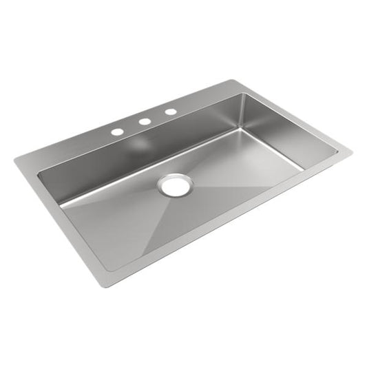 Elkay ECTSRSAD3322603 Crosstown® 18 Gauge Stainless Steel 33" x 22" x 6" 3-Hole Single Bowl Dual Mount ADA Sink