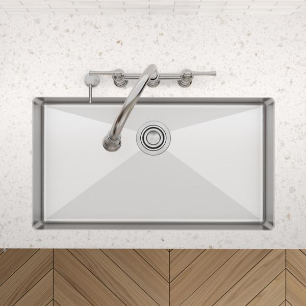 Elkay ECTSRSAD3322604 Crosstown® 18 Gauge Stainless Steel 33" x 22" x 6" 4-Hole Single Bowl Dual Mount ADA Sink