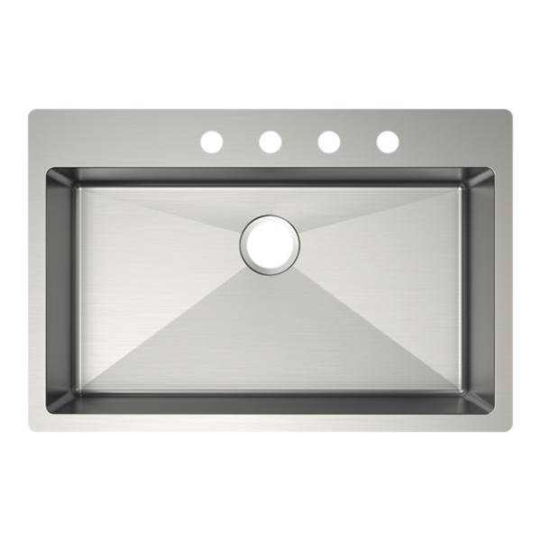 Elkay ECTSRSAD3322604 Crosstown® 18 Gauge Stainless Steel 33" x 22" x 6" 4-Hole Single Bowl Dual Mount ADA Sink