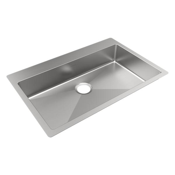 Elkay ECTSRSAD3322600 Crosstown® 18 Gauge Stainless Steel 33" x 22" x 6" 0-Hole Single Bowl Dual Mount ADA Sink