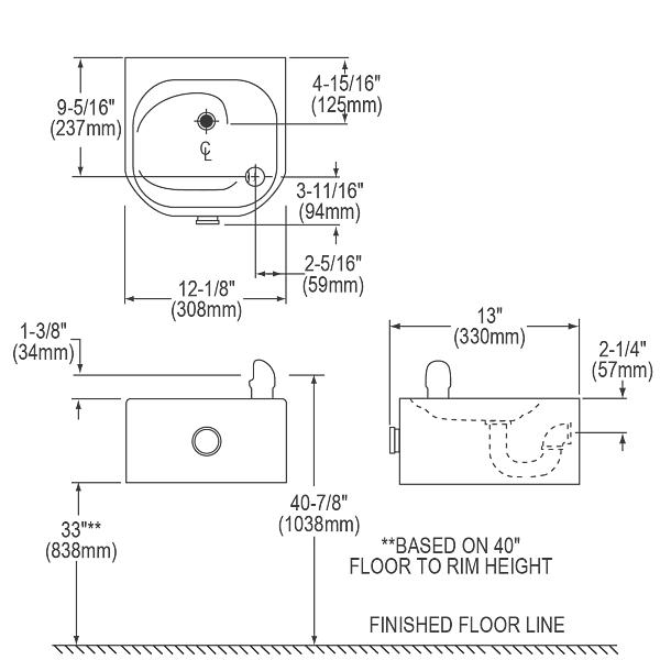 Elkay EDFP210C Soft Sides® Single Fountain Non-Filtered Non-Refrigerated Stainless