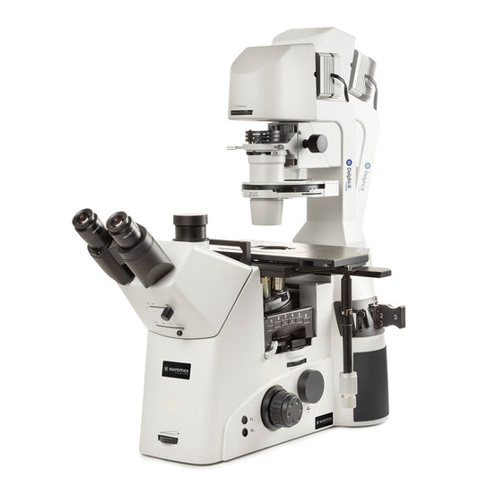 Globe Scientific EDI-1053-PLPHFI Trinocular Delphi-X Inverso inverted microscope with WF10x/25mm eyepieces