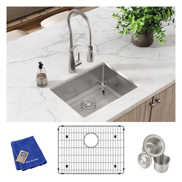 Elkay EFRU211510TC Crosstown® 16 Gauge Stainless Steel 23-1/2" x 18-1/4" x 10" Single Bowl Undermount Sink Kit