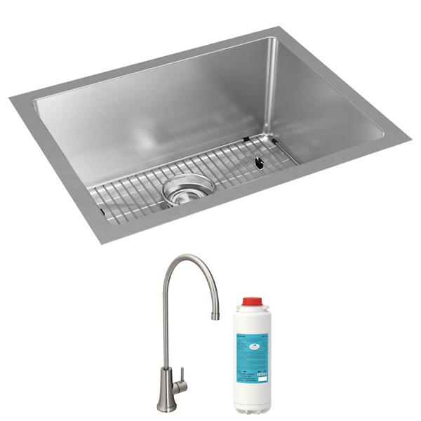 Elkay EFRU211510TFG Crosstown® 16 Gauge Stainless Steel 23-1/2" x 18-1/4" x 10" Single Bowl Undermount Sink Kit with Filtered Beverage Faucet