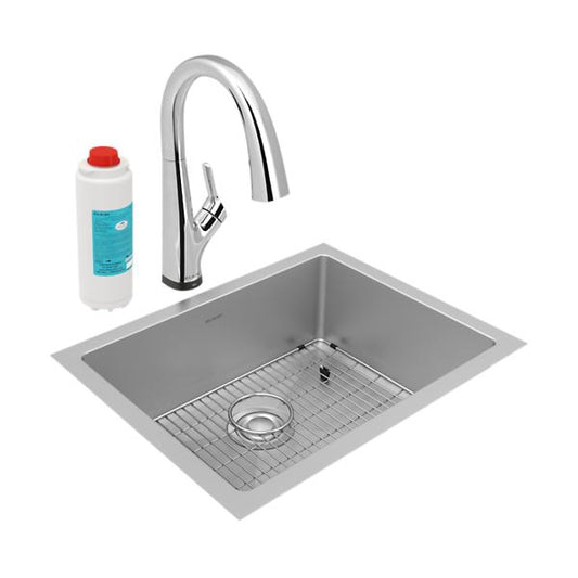 Elkay EFRU2115TFLC Crosstown® 16 Gauge Stainless Steel 23-1/2" x 18-1/4" x 8" Single Bowl Undermount Sink Kit with Filtered Faucet