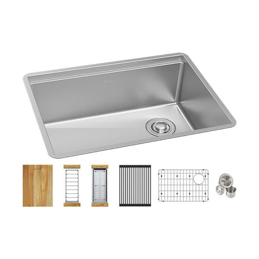 Elkay EFRU24169RTWC Crosstown® 16 Gauge Workstation Stainless Steel 25-1/2" x 18-1/2" x 9" Single Bowl Undermount Sink Kit