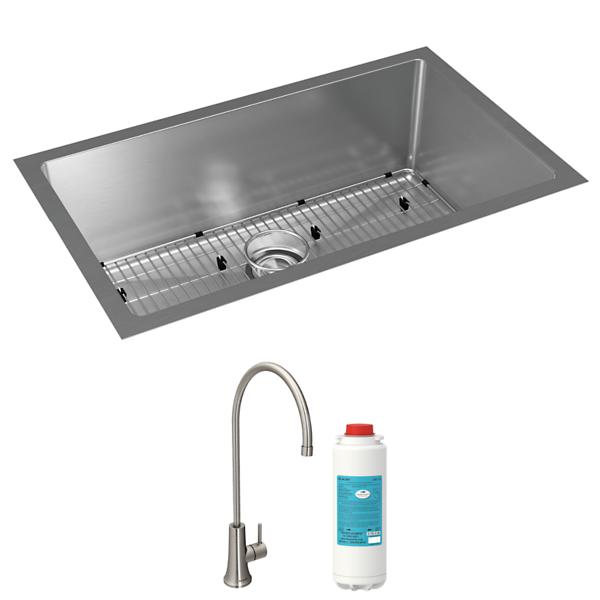 Elkay EFRU281610TFG Crosstown® 16 Gauge Stainless Steel 30-1/2" x 18-1/2" x 10" Single Bowl Undermount Sink Kit with Filtered Beverage Faucet