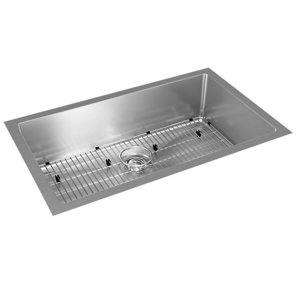 Elkay EFRU2816TC Crosstown® 16 Gauge Stainless Steel 30-1/2" x 18-1/2" x 8" Single Bowl Undermount Sink Kit