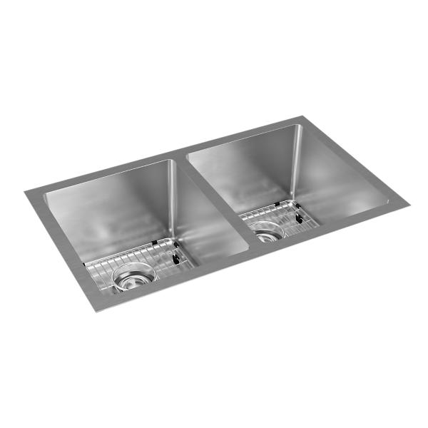 Elkay EFRU311810TC Crosstown® 16 Gauge Stainless Steel 30-3/4" x 18-1/2" x 10" Equal Double Bowl Undermount Sink Kit