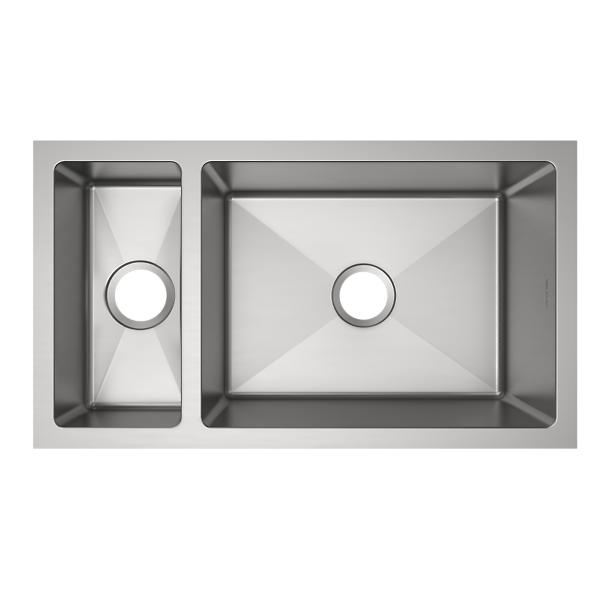 Elkay EFRU321910T Crosstown® 16 Gauge Stainless Steel 32-1/4" x 18-1/4" x 10" 30/70 Double Bowl Undermount Sink