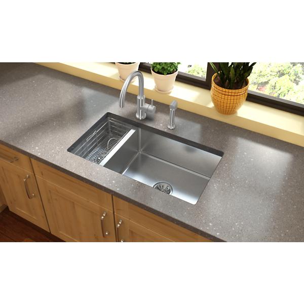 Elkay LK7922SSS Allure Single Hole Kitchen Faucet with Lever Handle and Side Spray Satin Stainless Steel