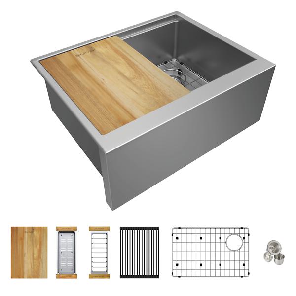 Elkay EFRUFF24179RW Crosstown® 16 Gauge Workstation Stainless Steel 25-7/8" x 20-1/4" x 9-7/16" Single Bowl Farmhouse Sink Kit