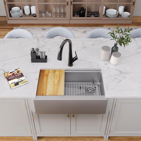 Elkay EFRUFF30179RW Crosstown® 16 Gauge Workstation Stainless Steel 31-7/8" x 20-1/4" x 9-7/16" Single Bowl Farmhouse Sink Kit