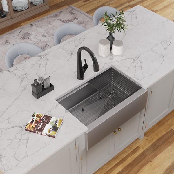 Elkay EFRUFF30179RW Crosstown® 16 Gauge Workstation Stainless Steel 31-7/8" x 20-1/4" x 9-7/16" Single Bowl Farmhouse Sink Kit