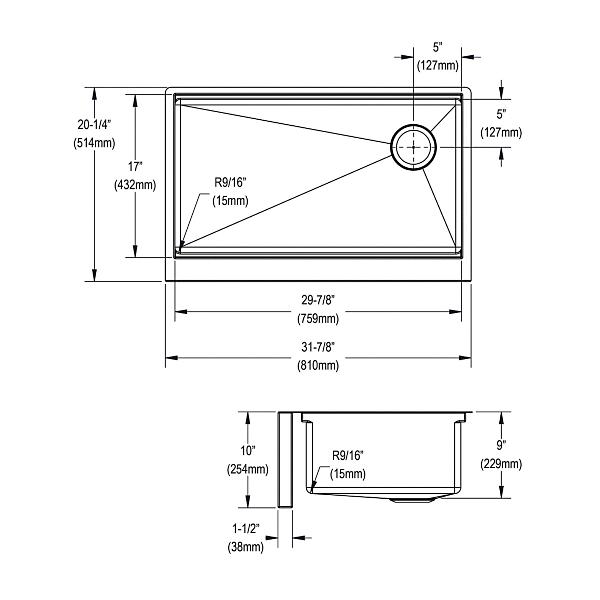 Elkay EFRUFF30179RW Crosstown® 16 Gauge Workstation Stainless Steel 31-7/8" x 20-1/4" x 9-7/16" Single Bowl Farmhouse Sink Kit