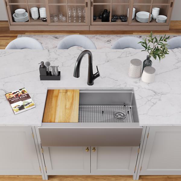 Elkay EFRUFF33179RW Crosstown® 16 Gauge Workstation Stainless Steel 34-7/8" x 20-1/4" x 9-7/16" Single Bowl Farmhouse Sink Kit