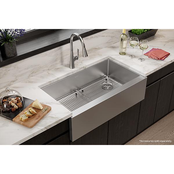 Elkay EFRUFF3417R Crosstown® 16 Gauge Stainless Steel 35-7/8" x 20-1/4" x 9" Single Bowl Tall Farmhouse Sink