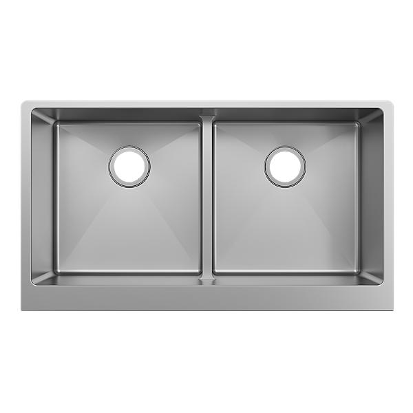 Elkay EFRUFFA3417 Crosstown® 16 Gauge Stainless Steel 35-7/8" x 20-1/4" x 9" Equal Double Bowl Tall Farmhouse Sink with Aqua Divide