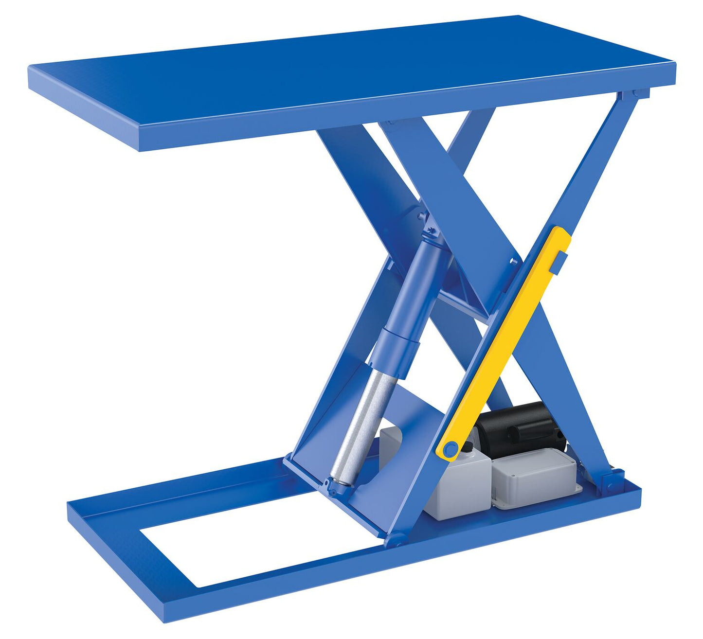 Vestil EHLT-E-2448-2-41 Steel Economical Electric Hydraulic Lift Table 24 In. x 48 In. 2000 Lb. Capacity Blue
