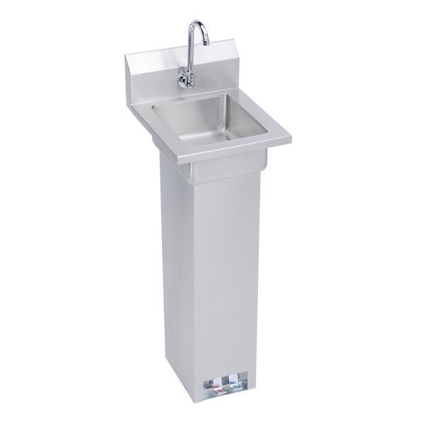 Elkay EHS-14-PEDX Stainless Steel 14" x 16-1/2" x 42" 18 Gauge Hand Sink with Pedestal Base Foot Valve and Faucet