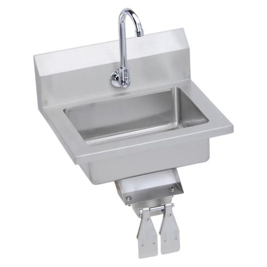 Elkay EHS-18-KVX Stainless Steel 18" x 14-1/2" x 11" 18 Gauge Hand Sink with Knee Valve and Faucet
