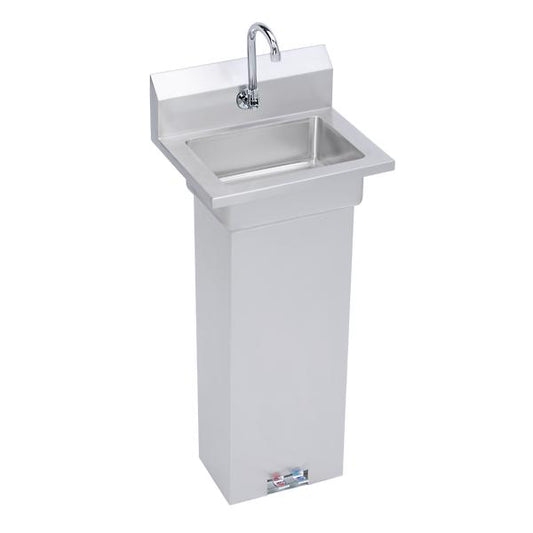 Elkay EHS-18-PEDX Stainless Steel 18" x 14-1/2" x 42" 18 Gauge Hand Sink with Pedestal Base Foot Valve and Faucet