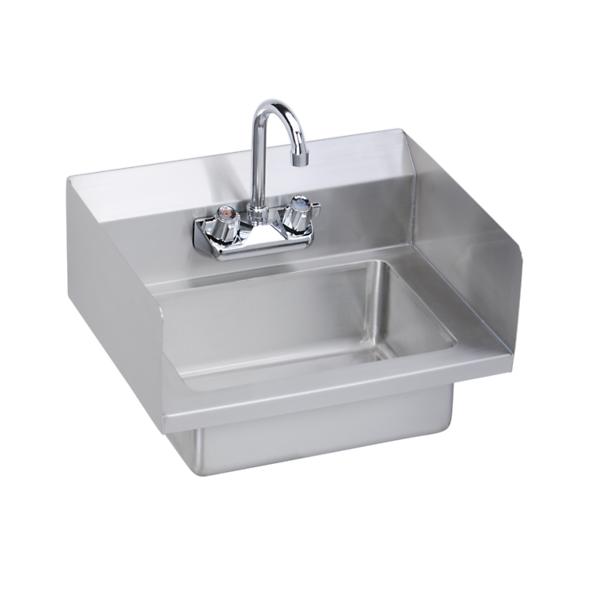 Elkay EHS-18-SSX Stainless Steel 18" x 14-1/2" x 11" 18 Gauge Hand Sink with Dual Side Splashes and Faucet
