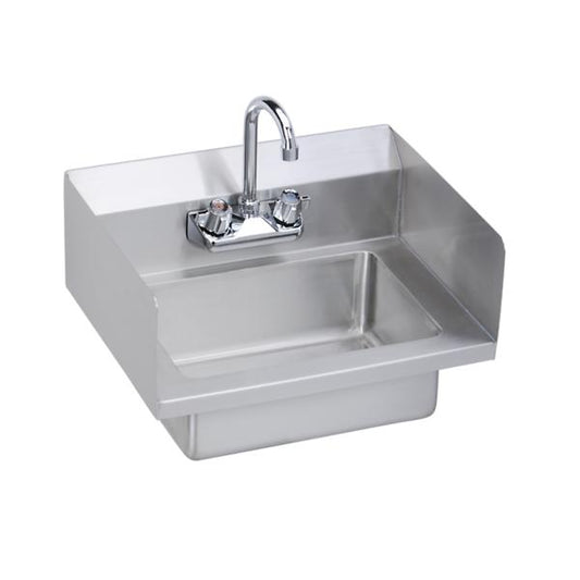 Elkay EHS-18-SSX Stainless Steel 18" x 14-1/2" x 11" 18 Gauge Hand Sink with Dual Side Splashes and Faucet