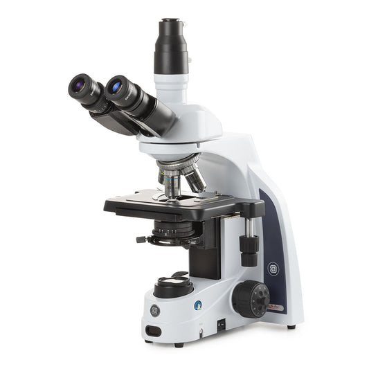 Globe Scientific EIS-1153-EPLI iScope trinocular microscope with EWF 10x/22mm eyepieces E-plan EPLI 4/10/S40/S100x oil IOS objectives rackless stage and 3W NeoLED™ illumination