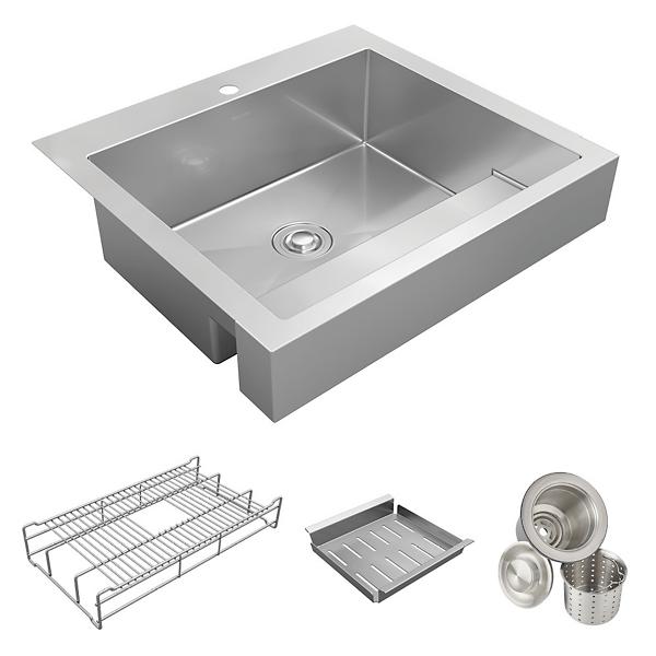 Elkay ELDSSF30279DBG Dart Canyon® Stainless Steel 29-7/8" x 27-1/4" x 9-5/8" 1-Hole Single Bowl Farmhouse Workstation Sink with 4-13/16" Deep Work Shelf