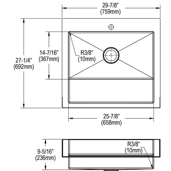 Elkay ELDSSF30279DBG Dart Canyon® Stainless Steel 29-7/8" x 27-1/4" x 9-5/8" 1-Hole Single Bowl Farmhouse Workstation Sink with 4-13/16" Deep Work Shelf