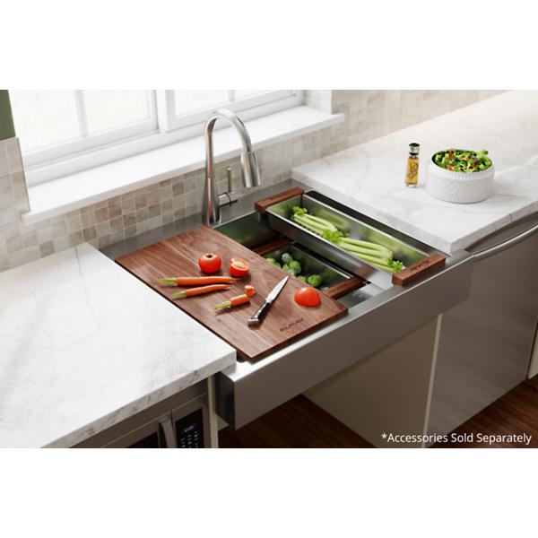 Elkay ELDSSF33279DBG Dart Canyon® Stainless Steel 32-7/8" x 27-1/4" x 9-5/8" 1-Hole Single Bowl Farmhouse Workstation Sink with 4-13/16" Deep Work Shelf