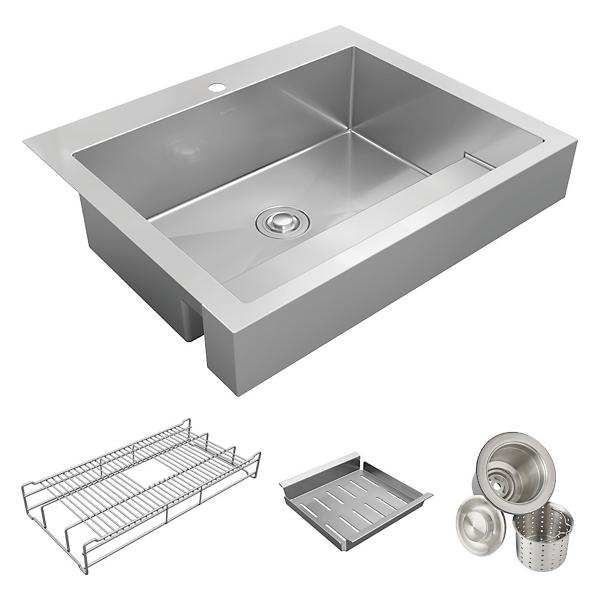 Elkay ELDSSF33279DBG Dart Canyon® Stainless Steel 32-7/8" x 27-1/4" x 9-5/8" 1-Hole Single Bowl Farmhouse Workstation Sink with 4-13/16" Deep Work Shelf