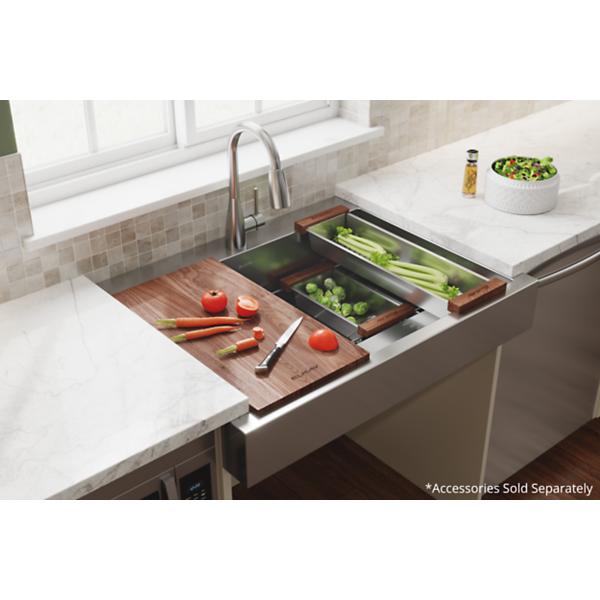 Elkay ELDSSF36279DBG Dart Canyon® Stainless Steel 35-7/8" x 27-1/4" x 9-5/8" 1-Hole Single Bowl Farmhouse Workstation Sink with 4-13/16" Deep Work Shelf