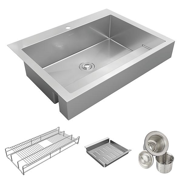 Elkay ELDSSF36279DBG Dart Canyon® Stainless Steel 35-7/8" x 27-1/4" x 9-5/8" 1-Hole Single Bowl Farmhouse Workstation Sink with 4-13/16" Deep Work Shelf