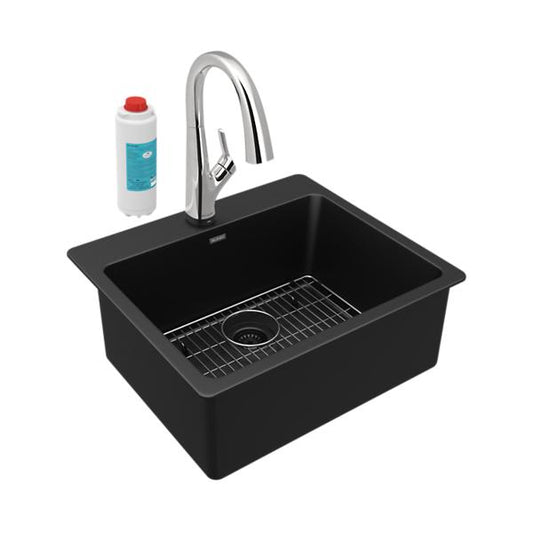 Elkay ELG2522FLC Quartz Classic® 25" x 22" x 9-1/2" Single Bowl Drop-in Sink Kit with Filtered Faucet